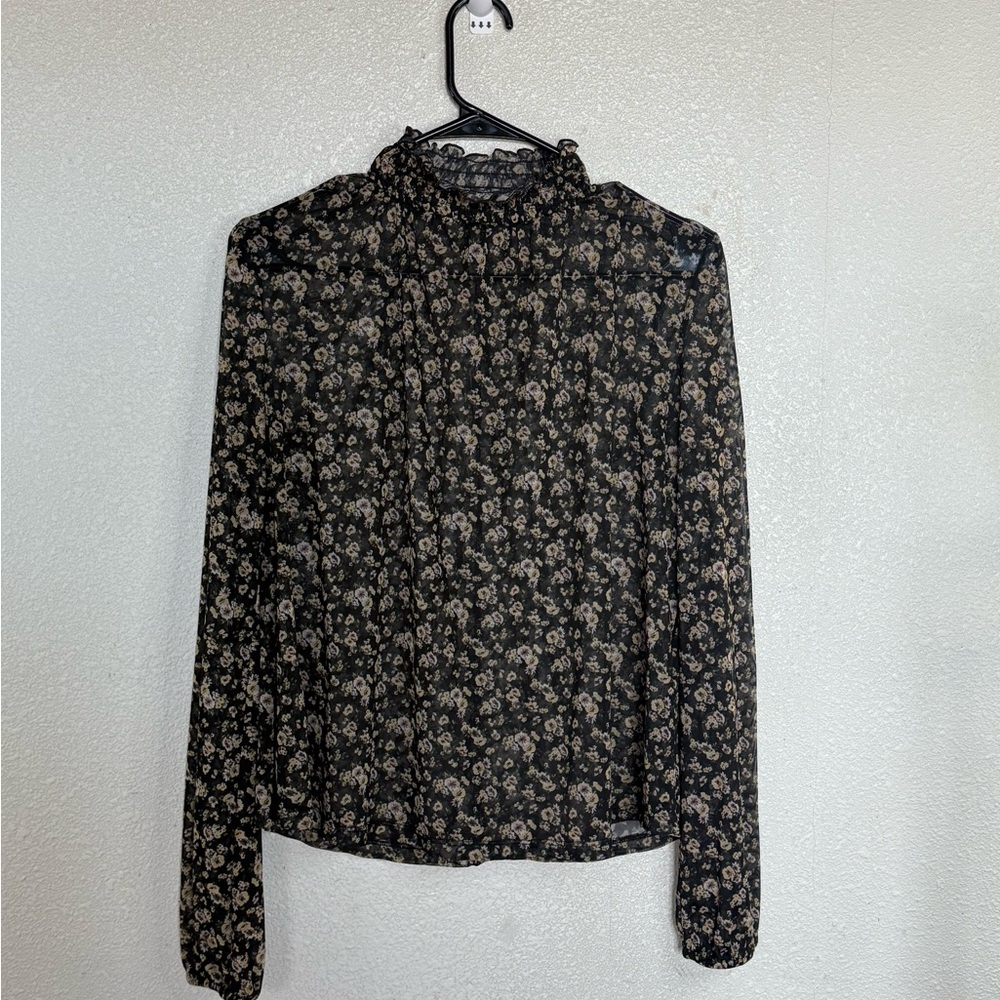 Floral Black and Cream Women's Top